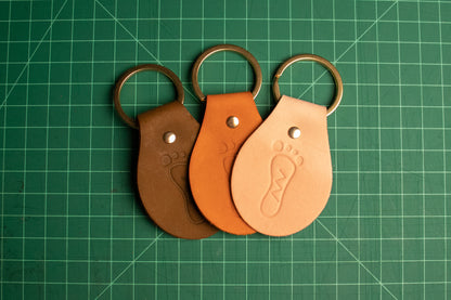 A set of round keychains.