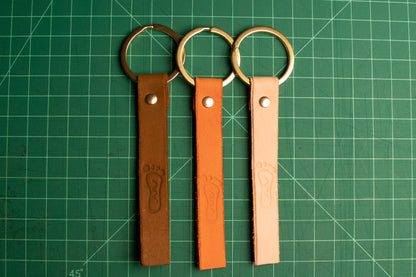 A set of flat keychains.